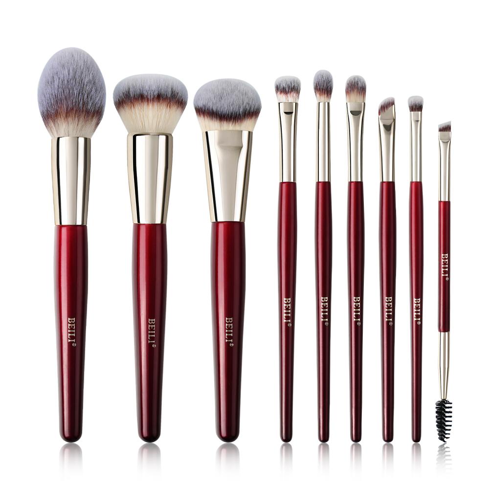 Red makeup brushes