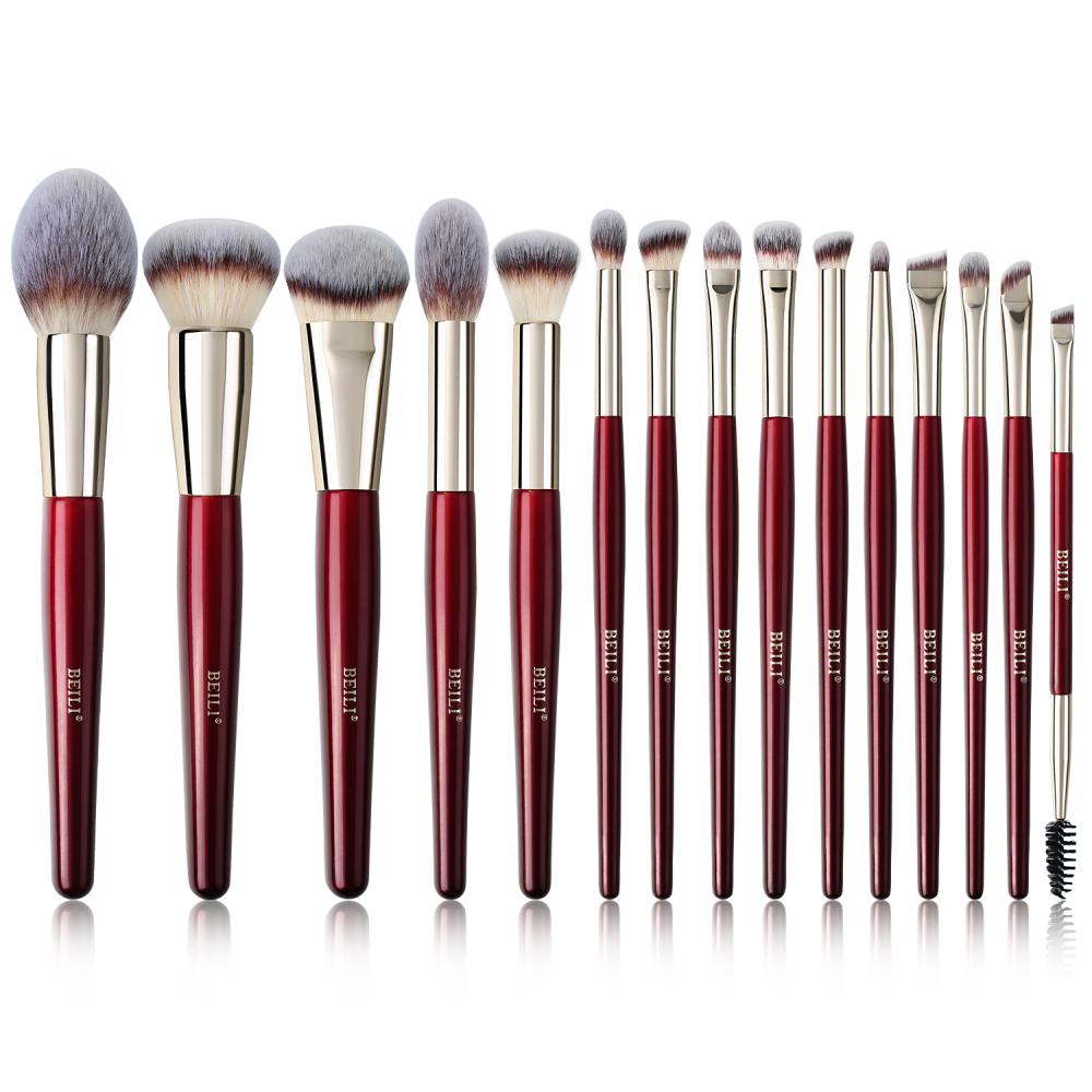 Red makeup brushes